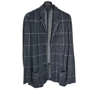 Giorgio Armani Wool & Silk Blend Windowpane Blazer Jacket - Size 60 (Made in Ita